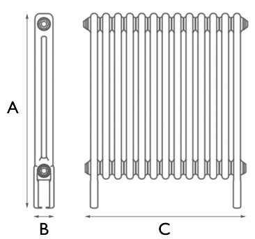 Enderby 2 Column Steel Radiator 710mm 13 Section Spec